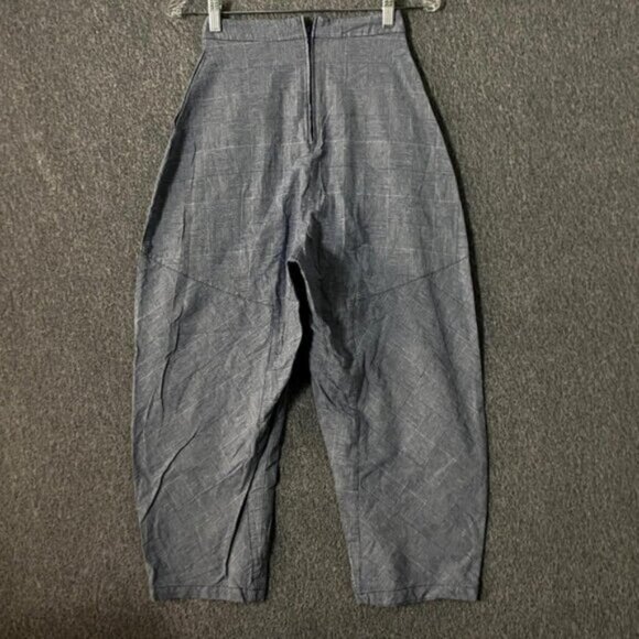 Alpha60 Women's Size XXS Blue High Rise Straight Leg Cropped Lagenlook Pants - Picture 2 of 10